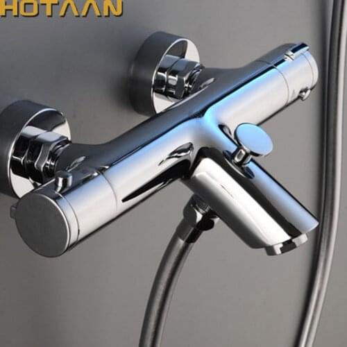 Wall Mounted Bath Shower Ceramic Thermostatic Faucets Valve Bathroom Shower Water Thermostatic Control Valve Mixer Faucet Tap 55