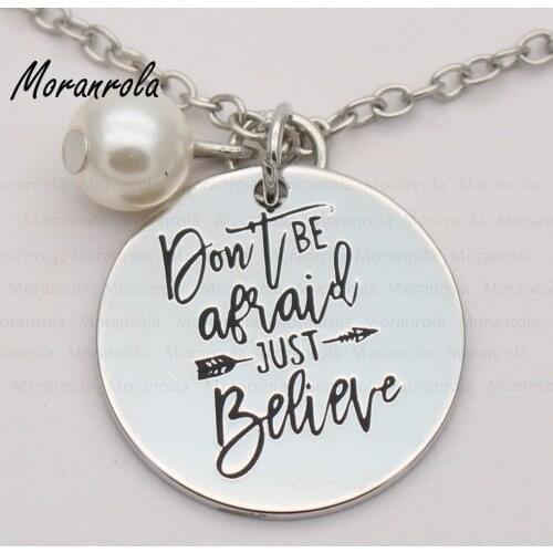 New arrive "Don't be afraid just believe" necklace keychain charm Bible verse Christian Jewelry Hand Stamped Saying jewelry