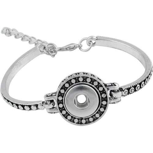 New Snap Jewelry New Snap Bracelets & Bangles Silver Color Vintage 12MM Snap Bracelets for Women Fit 12mm Snap Jewelry ZE252