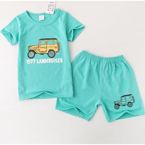 2020 Girls Clothes Boys Summer Clothes Cotton T-Shorts+Shorts Cartoon Print baby set 3-6T Summer Set For Girls 2PCS DC230