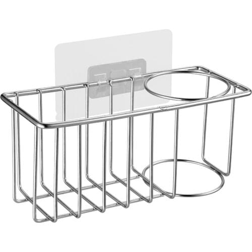 Sink Organizer Caddy Brush Holder-Sponge Holder for Kitchen Sink Caddy, 2 in 1 Brush Holder,Stainless Rust Proof