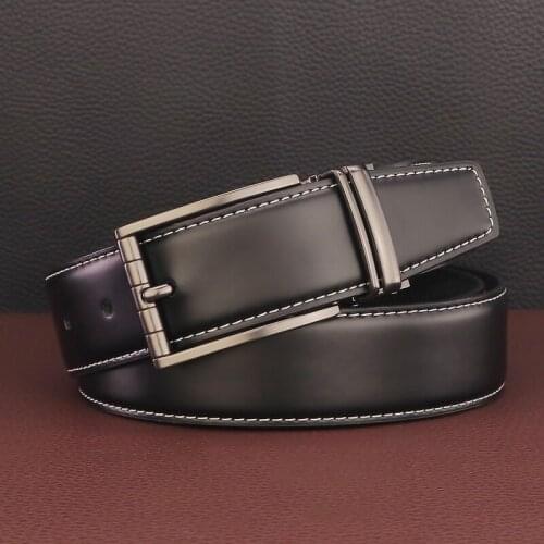 High quality Pin buckle corset belt genuine leather Black men belt fashion luxury famous brand 3.3cm wide ceinture homme