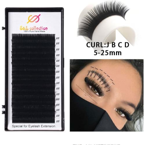 16lines Mix 7~15 mm 16 lines handmade korean pbt eyelash extension natural soft faux mink eyelashes lashes for extension