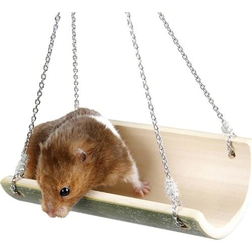 Cute Parrot Hamster Swing Hanging Gadget Wooden Cage Hamster Toy Chinchilla Amuse Mouse Pet Accessories Supplies