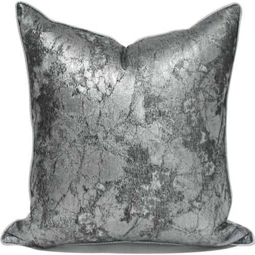Light Luxury Cushion Cover High Precision Embroidery Car Hotel Sofa Throw Pillows Case Silver Gray Geometric Abstract Pillowcase