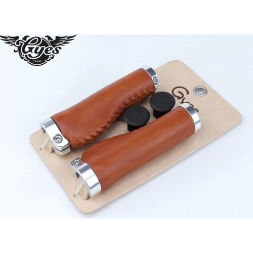 Gyes 1 Pair Bicycle Handlebar Cover Grips Cow Leather Bicycle Grips With 140mm MTB Mountain Road Bike Lock on Handle End Grips