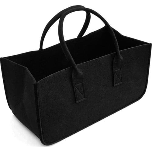 Felt bag black Fireplace wooden bag Felt basket Fire wood pocket Firewood basket Basket Felt Newspaper stalls Newspaper basket