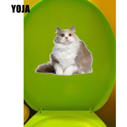 YOJA 21.7*18.3CM Sitting Cat Home Room Wall Decoration Funny Toilet Sticker Decals T1-0135