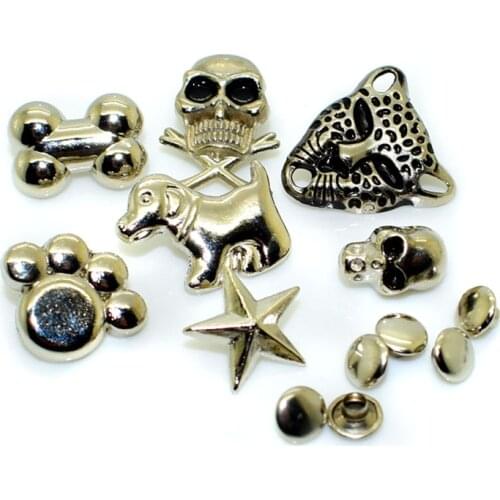20set Antique Silver Plated Skull Rivet Studs Spikes Punk Rock DIY Leather Craft Fit for Belts Shoes Bags Bracelet Apparel Cloth