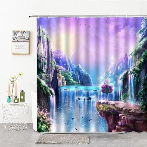 Cartoon Painting Shower Curtain Set Fabric Animal Polar Bear Penguin Ice And Snow Bathroom Things For Home Curtain For A Bath