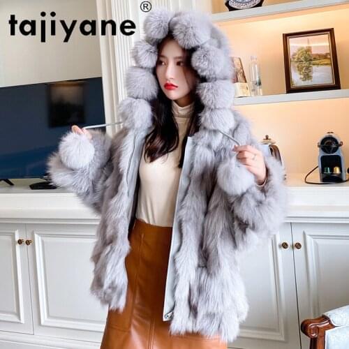 Real Coat Fur Winter 2021 Women 's Fox Fur Jackets for Woman Coats Female Hooded Parkas Clothing Mulheres Casacos TN431