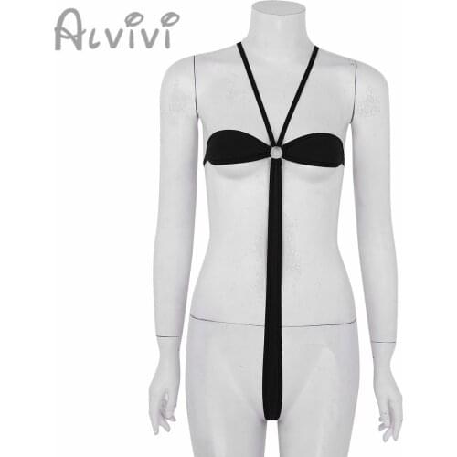 Women One-piece Lingerie Mini Cover Three-Point Halter Neck Backless High Cut Micro Thong Female Sexy Swimsuit Mini Bikini