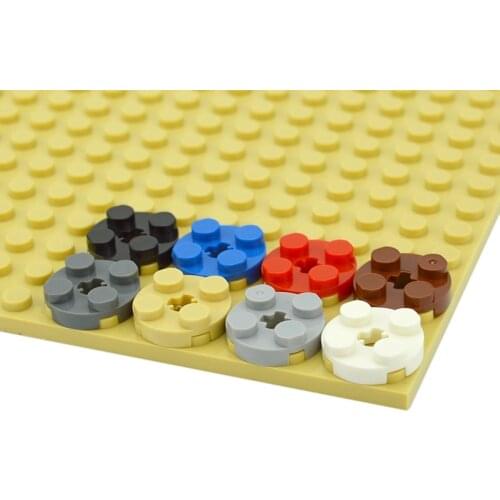 100PCS Building Blocks MOC Parts DIY 2x2 Round plate with cross shaft hole Educational Technical Bricks Compatible with 4032 Toy