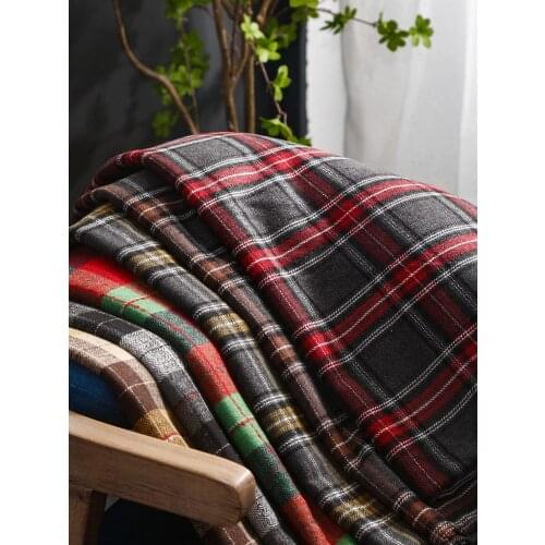 150cmx100cm Plaid Style Sofa Fabric Cotton Linen Pillow Bay Window Cushion Tablecloth Curtain Cover Cloth DIY Clothing Fabric