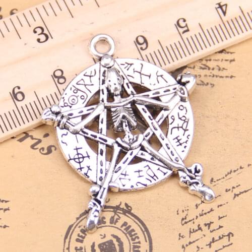 4pcs Charms pentagram skeleton 43x35mm Antique Pendants,Vintage Tibetan Silver Jewelry,DIY for bracelet necklace
