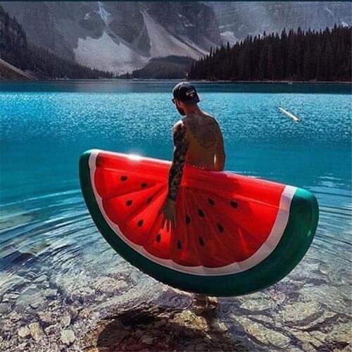 180cm Inflatable Giant Pool Float Mattress Toys Semi - Circular Watermelon Inflatable Floating Raft Floating Bed Adult Swimming
