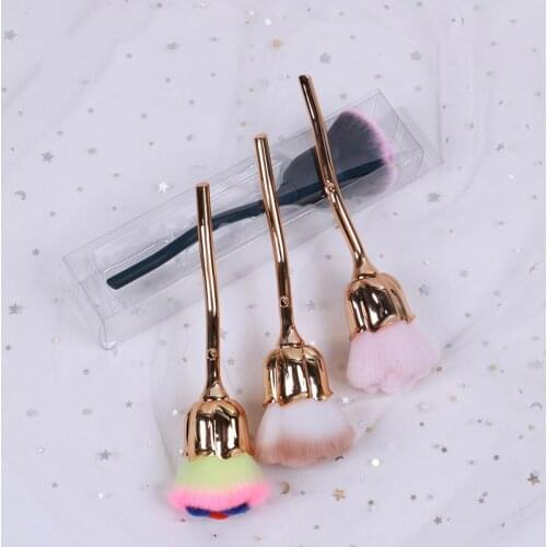 2021 Fancy Beauty Makeup Face Cosmetic Brushes Rose Pattern Soft Hair Brush Blush Highlighter Powder Brush Nail Art Brushes