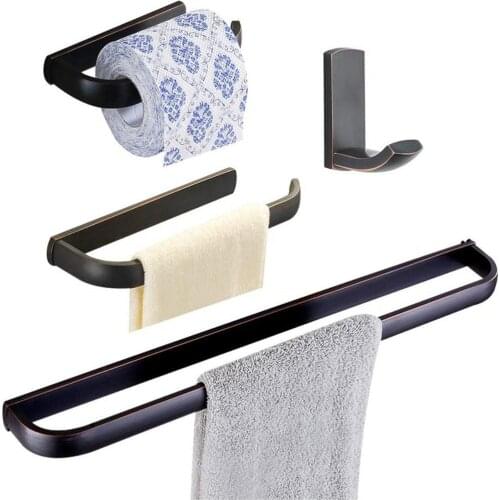 4pcs/set Wall Mount Bath Hardware Sets, Brass made Towel Bar Robe hook Paper Holder Bathroom Accessories Set