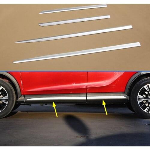 4pcs Silver Chrome Overlay For 2018 2019 Mitsubishi Eclipse Cross Exterior Cover Car Body Door Protector Trims Express Shipping