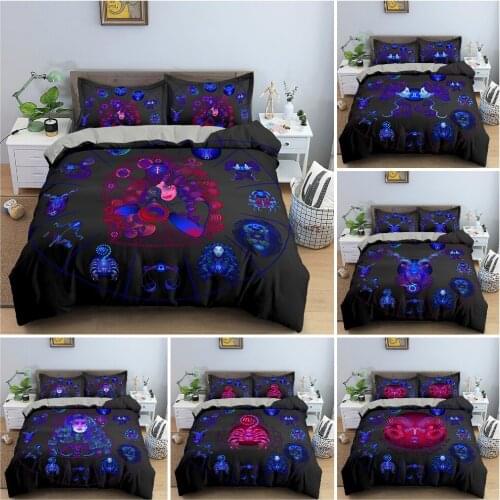 Astrological Horoscope Collection Duvet Cover Bedding Set 3D Psychedelic Zodiac Quilt / Comforter Cover King Queen Twin 2/3PCS