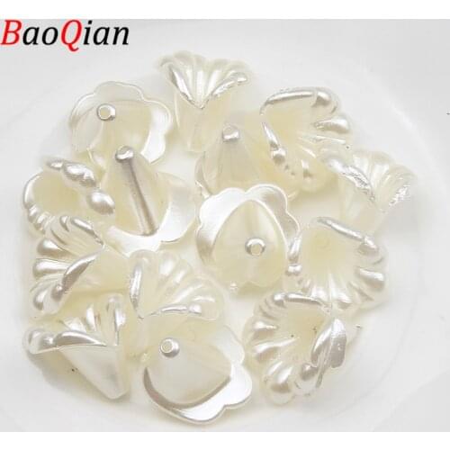 50pcs15x14mm Ivory Acrylic Loose Flower Bead Jewelry Making Fashion Necklace Bracelet Gasket Beads DIY Craft Accessories