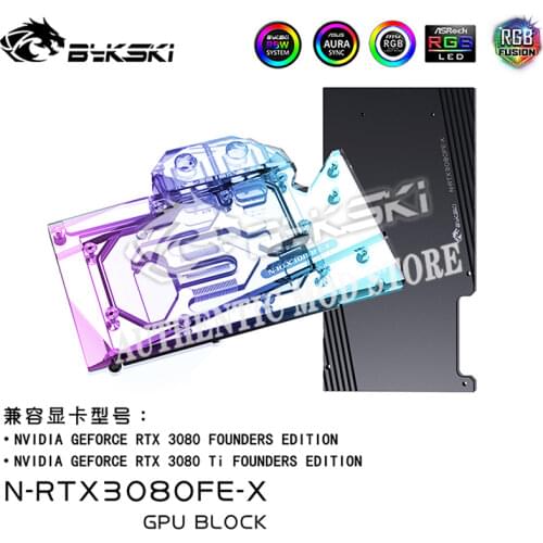 Bykski N-RTX3080FE-X,GPU Water Block For NVIDIA RTX3080 Founders Edition Video Card With Backplate,VGA Block GPU Liquid Cooler