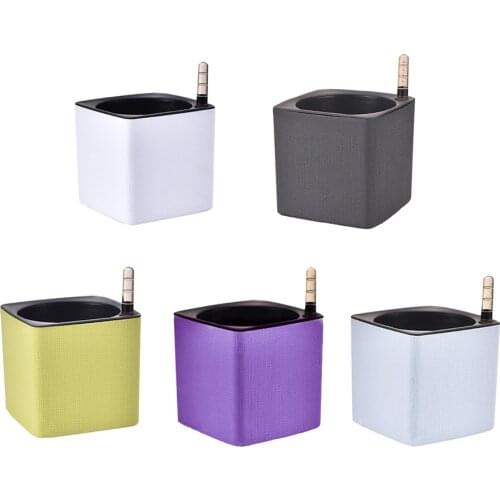 Imitation Leather Square Plastic Self-watering Flower Pot Home Office Desk Flower Pot Green plants Self-watering System