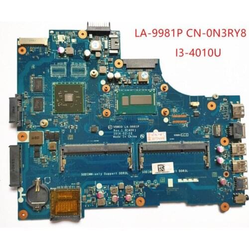For Dell 15R 3537 5537 Laptop motherboard I3-4010U VBW00 LA-9981P CN-0N3RY8 0N3RY8 N3RY8 motherboard 100% well working