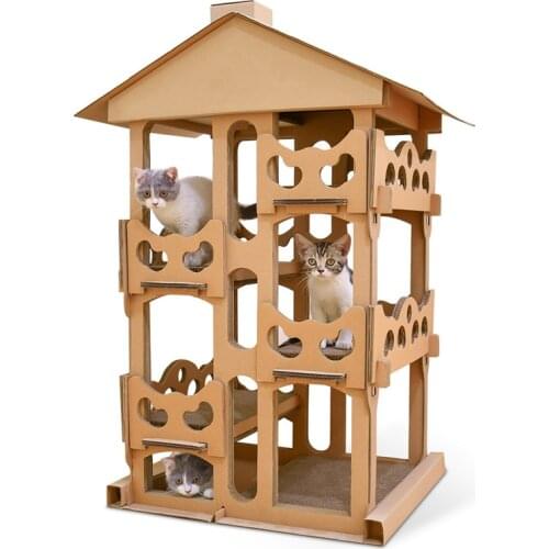 Kitten house bed corrugated paper cat furniture DIY cat scratch post cat tree play house scratching mascotas pet toys supply