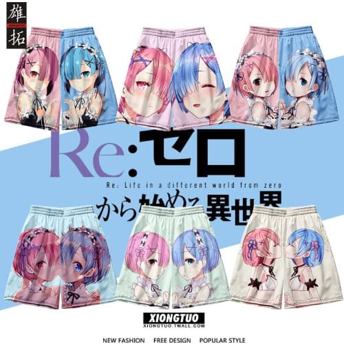 Hot Anime Zero Ram Rem Shorts Kara Hajimeru Isekai Seikatsu Underwears Adult UnderPants Beach Men Women XS-4XL