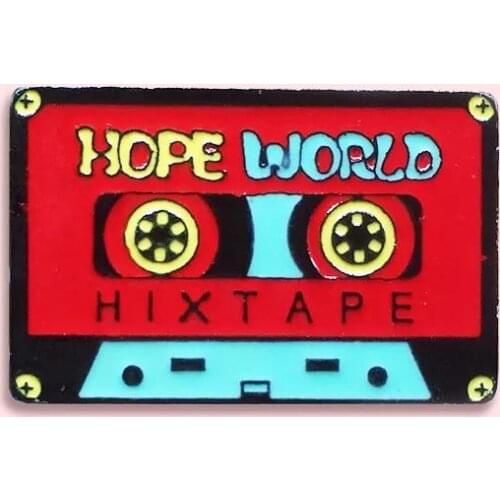 Hope World Enamel Pin Red Hix Tape Badge Brooch Denim Clothes Fashion Music Jewelry Gift For Friends Kids