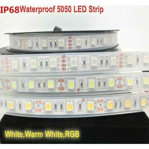 IP67/IP68 Waterproof 5050 LED Strip DC12V/24V 60 LED/M High Quality Silicon Tube Waterproof LED Strip free shipping