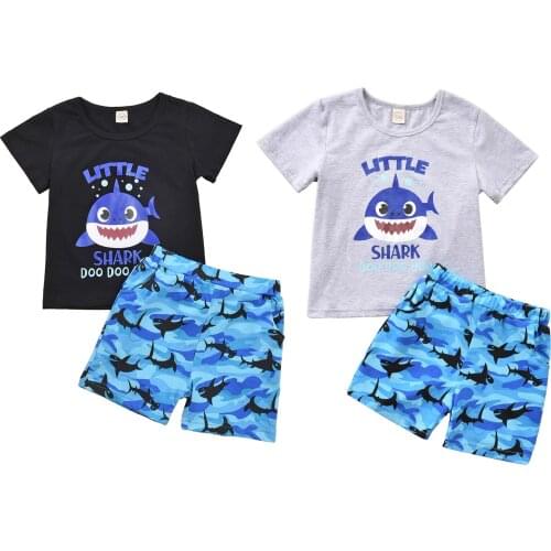 FOCUSNORM 2pcs Summer Causal Boys Clothes Sets Cartoon Animal Letter Printed Short Sleeve T Shirts Shorts 1-6Y