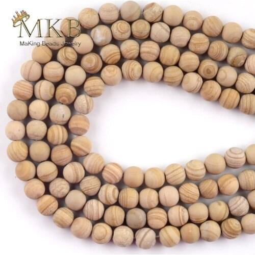 6-10mm Natural Dull Polish Matter Yellow Line Stone Round Beads For Jewelry Making Spacer Loose Beads Diy Bracelet Jewellery 15"
