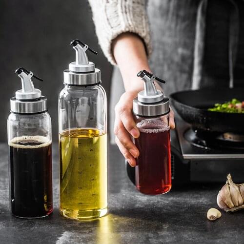Kitchen Olive Oil Dispenser Cooking Oil Sprayer Glass Vinegar Cruet 6oz 10oz 17oz Olive bottle Vinegar Dispenser Oil Container