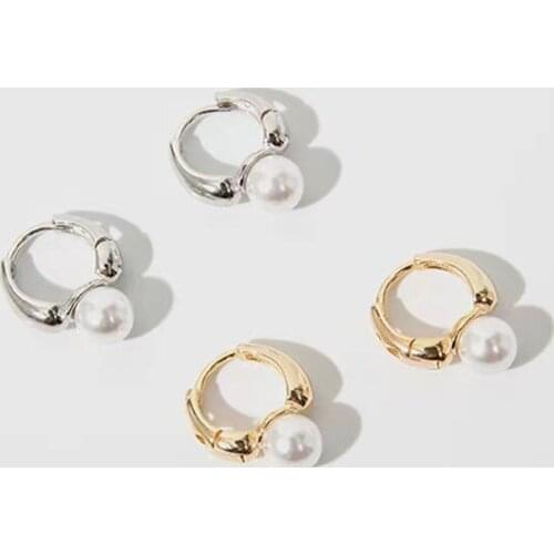 Fashion Hoop Earrings Elegant Exquisite Pearl Jewelry Metal Silvery Womens Engagement Party Accessories Valentines Gift