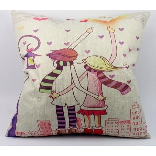 Cotton Linen Cushion Cover Valentines Day Printed Sofa Throw Pillow Car Chair Home Decor Pillow Case