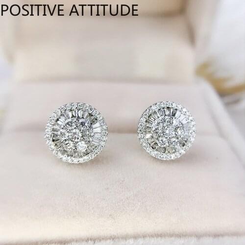 2020 New Japan and South Korea Round Cute Female Earrings Shiny Zirconia Wedding Party Valentines Day Gift Jewelry