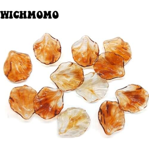 2019 New Fashion 20*12mm 20pieces/bag Acrylic Brown Leaves Smooth Charms Pendant for DIY Jewelry Making Finding Accessories