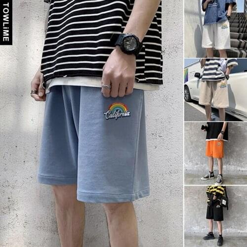 Summer New Mens Colorful Rainbow Print Casual Shorts Harajuku Streetwear Loose Sweatpants Breeches Couple Clothing Joggers Pant