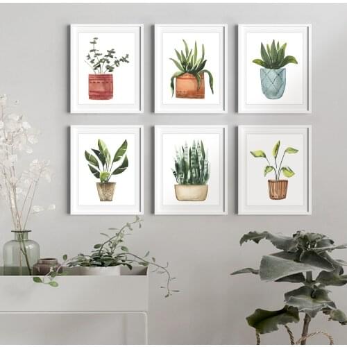 Plant Green Leaf Modern posters wall art for living room decor for bedroom aesthetic boho wall decor prints Canvas paintings