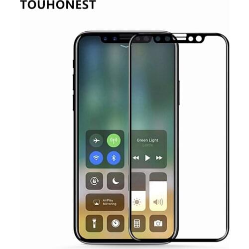 TOUHONEST Soft Carbon Fiber 9H 3D Curved Edge full Tempered Glass For iPhone X Phone Screen Protector Film For iPhone X Guard