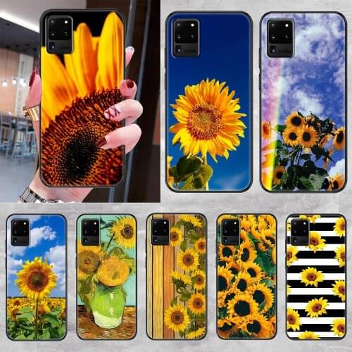 Flower Sunflower Phone case For Samsung Galaxy Note 4 8 9 10 20 S8 S9 S10 S10E S20 Plus UITRA Ultra black luxury cell cover