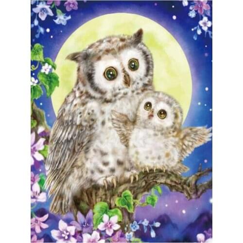 Birds Embroidery Mosaic Craft Mother Child Owl Diamond Painting Kit Beads Picture Wall Paper Rhinestones Draw Christmas Gift New