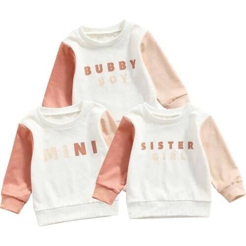0-3Y Autumn Causal Kids Boys Girls Sweatshirt Outwear Letter Printed Long Sleeve Pullover Hoodies Sweatshirts Tops Outwear