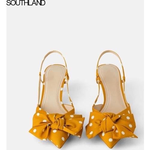 SOUTHLAND New Spring Summer 2020 Women Slingbacks Pointed Toe Shallow Point Bow Girls Sweet Shoes Sandals French Style