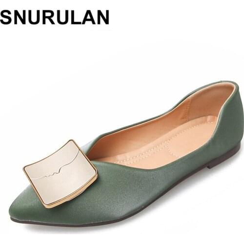 SNURULAN 2020 Women Flats Shoes Loafers Ballet Shoe Slip On Lady Moccasins Pointed Toe Party Female Shallow Single Footwear