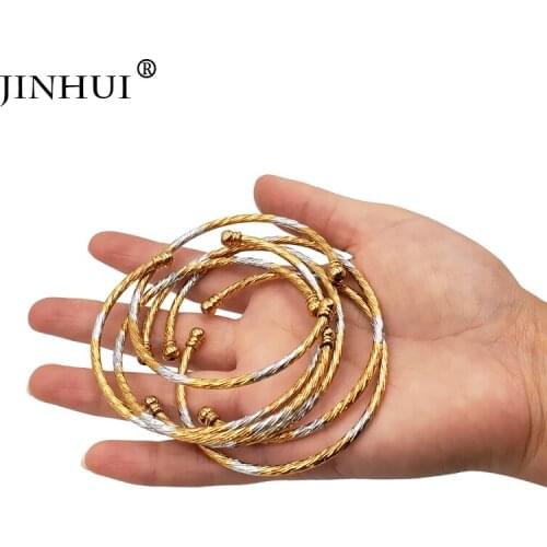 Jin Hui African Ethiopia Fashion gold Silver color jewelry women wedding Ornament gifts Stretchable Adjustable size Bracelet