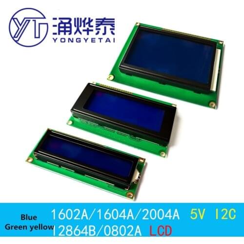 YYT Blue screen/yellow-green screen 1602A/2004A/12864B LCD screen 5V LCD with backlight IIC/I2C