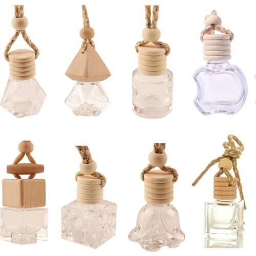 10Pcs Car Hanging Glass Bottle Empty Perfume Aromatherapy Refillable Diffuser Air Fresher Fragrance Pendant Ornament